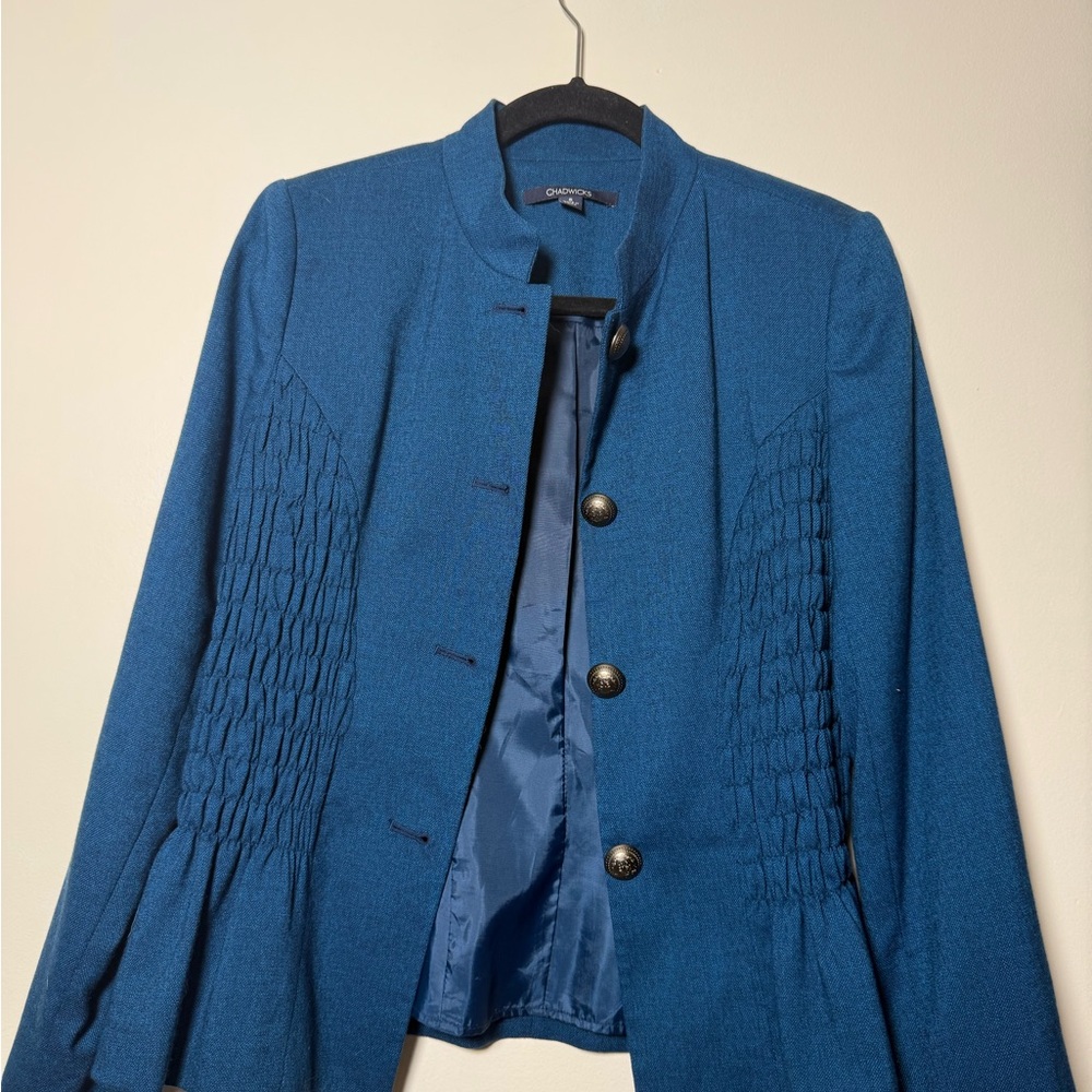 Chadwicks Blue Tailored Blazer with Pleated Detailing